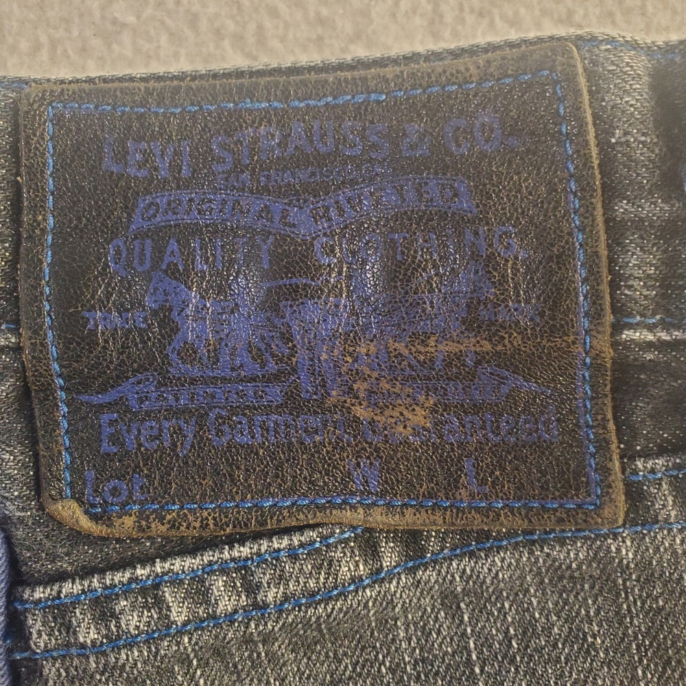 Stussy x Levis Black Denim Jeans Mens 30x28 SS505 Faded Streetwear Straight Leg - Picture 14 of 16